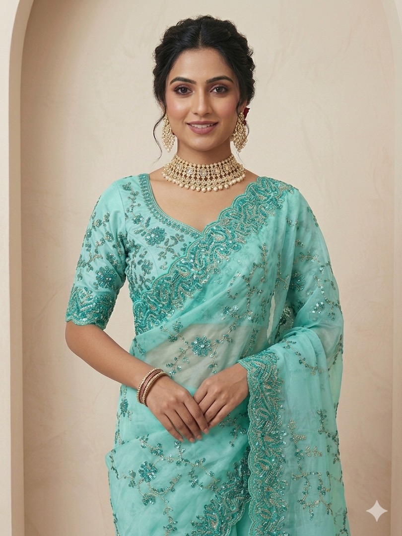 Glamorous Mausam Fabric Saree with Sparkling Sequence Work