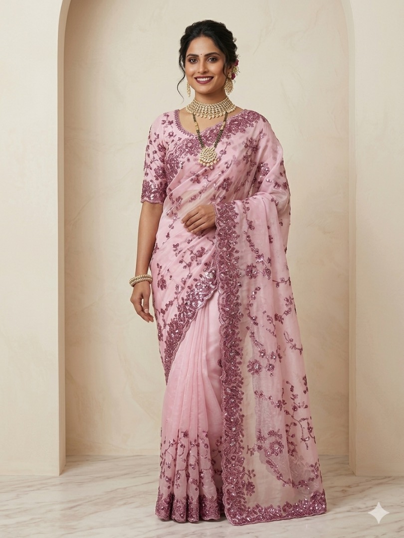 Glamorous Mausam Fabric Saree with Sparkling Sequence Work