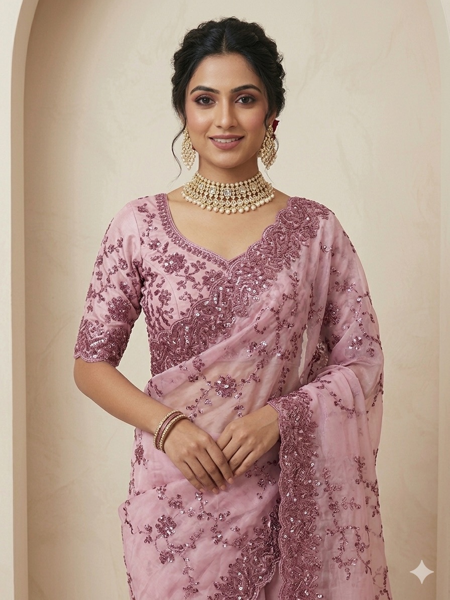 Glamorous Mausam Fabric Saree with Sparkling Sequence Work