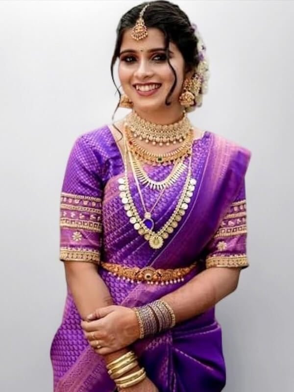 Staggering Purple Pure Zari Work